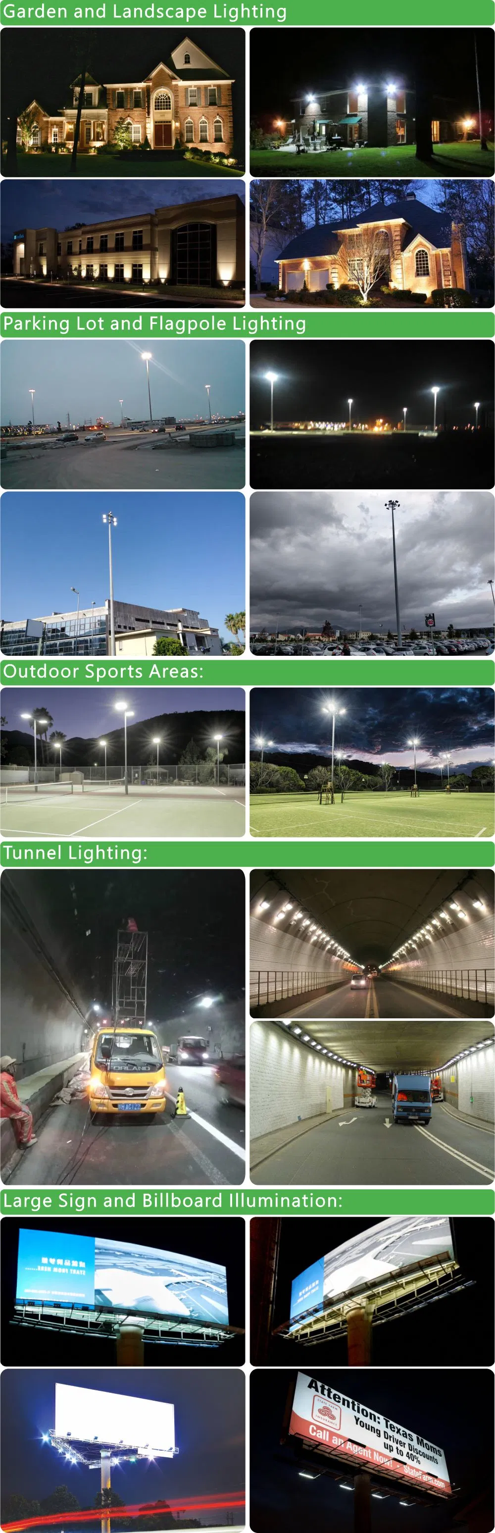 10W 20W 30W 50W 100W 150W 200W 300W Slim Outdoor Garden Landscape Spot Light IP65 Waterproof LED Flood Light Floodlight Lighting Spotlight
