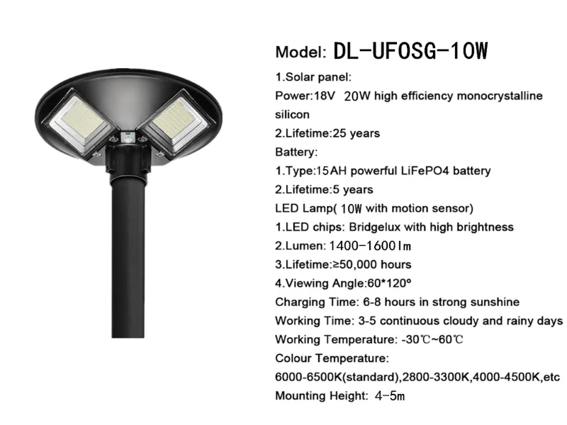 10W Energy Saving LED Street Lights Decorative Solar Garden Light