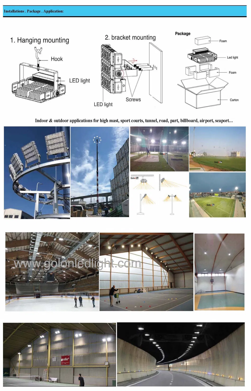 150lm/W 50W 150W 100W 400W 300W 200W LED Flood Lighting