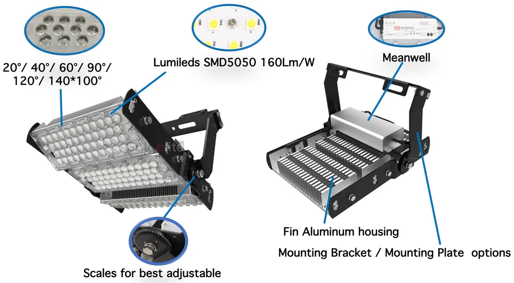 160LMW Tunnel Basketball Tennis Soccer Football Sport Court Stadium High Bay Lamp Spotlight 100W 120W 250W 300W 600W 1500W 200W 400W 1000W 500W LED Flood Light