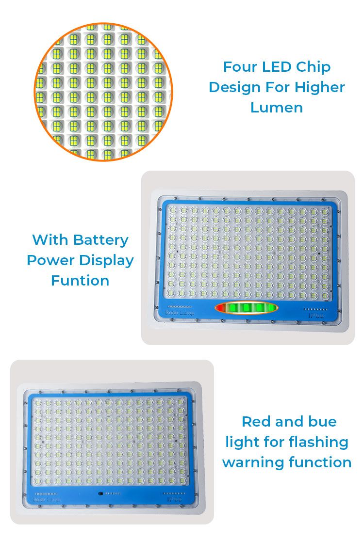2021 Flood Solar Lights IP66 Waterproof 300W Energy Saving Solar Powered Flood Light
