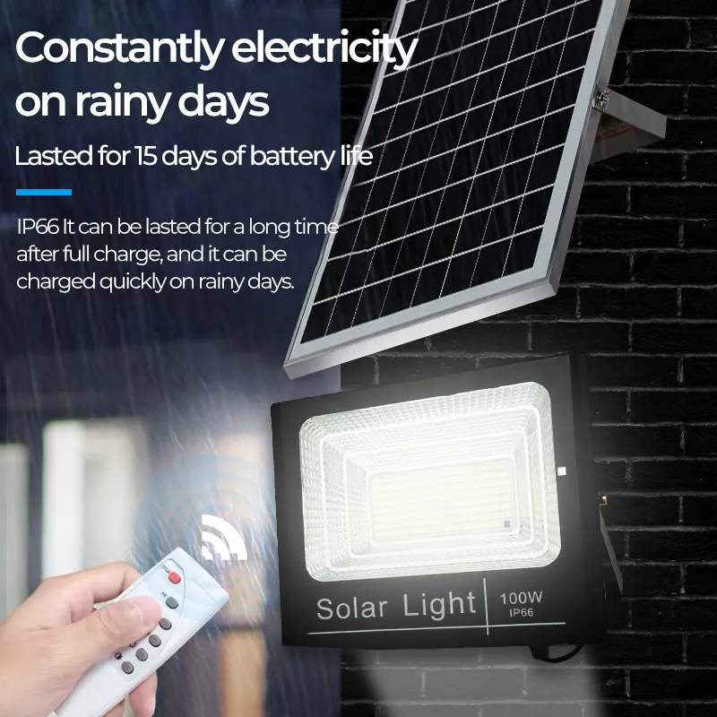 2021 IP67 Outdoor Energy Saving Wall Mounted Solar LED Flood Light 100watt