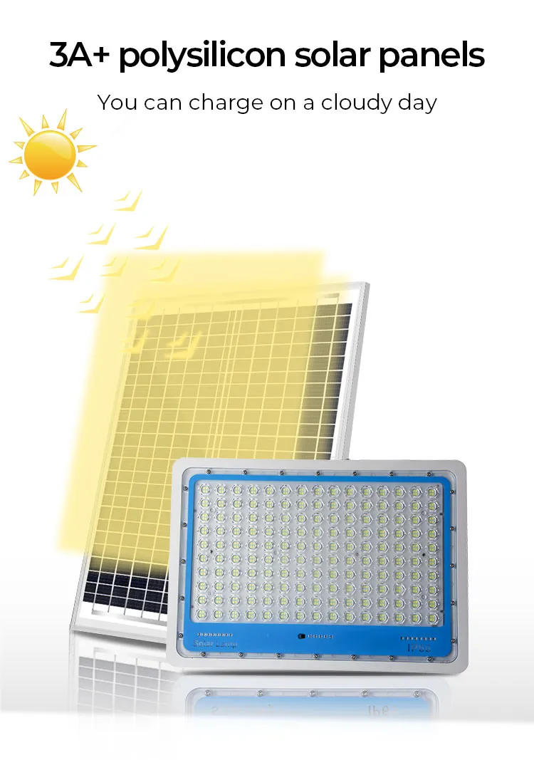2021 Newest Design LED Flood Light Solar Lights IP66 Waterproof 300W Lawn Camping