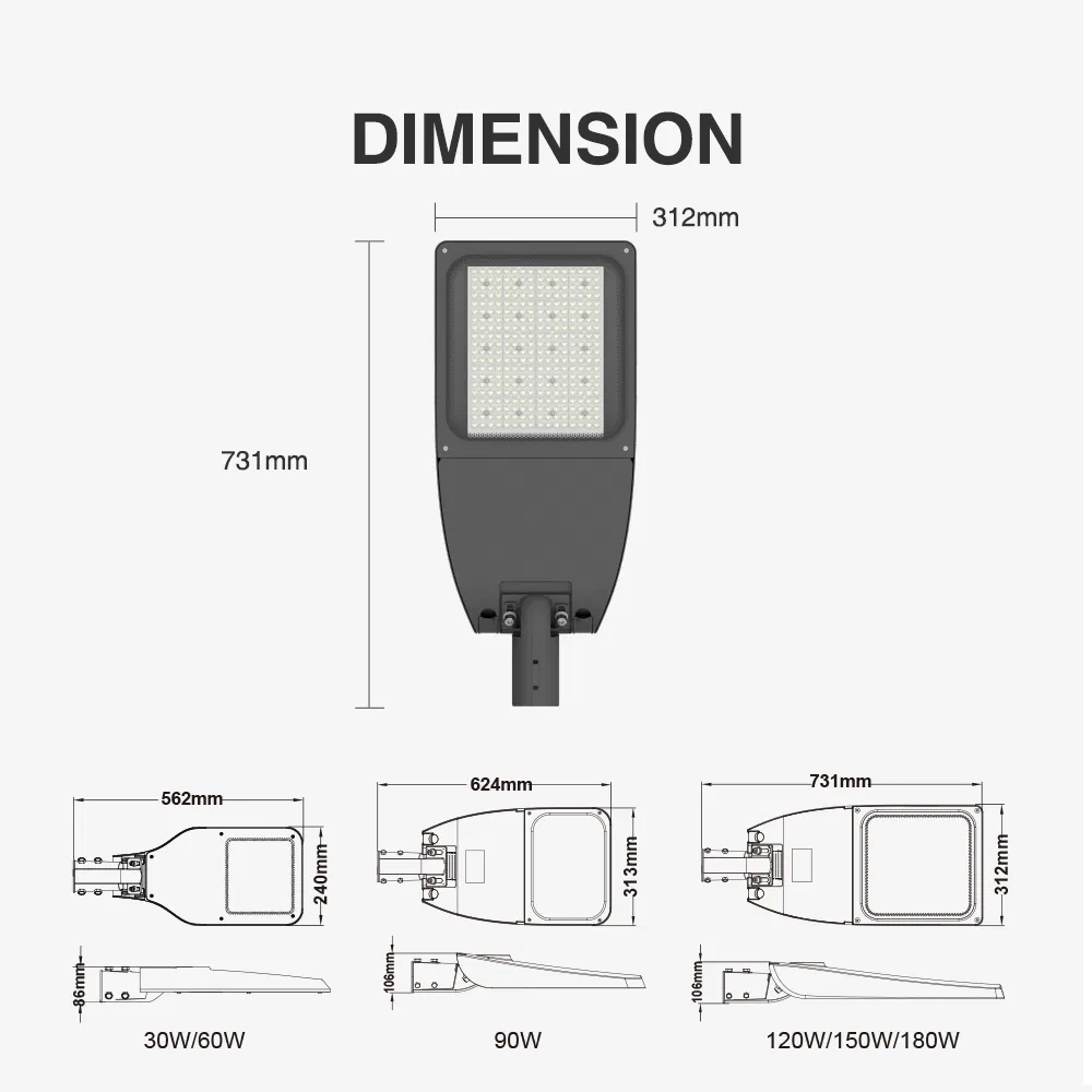 30W 2500K-6500K All in One Outdoor LED Solar Street Lights