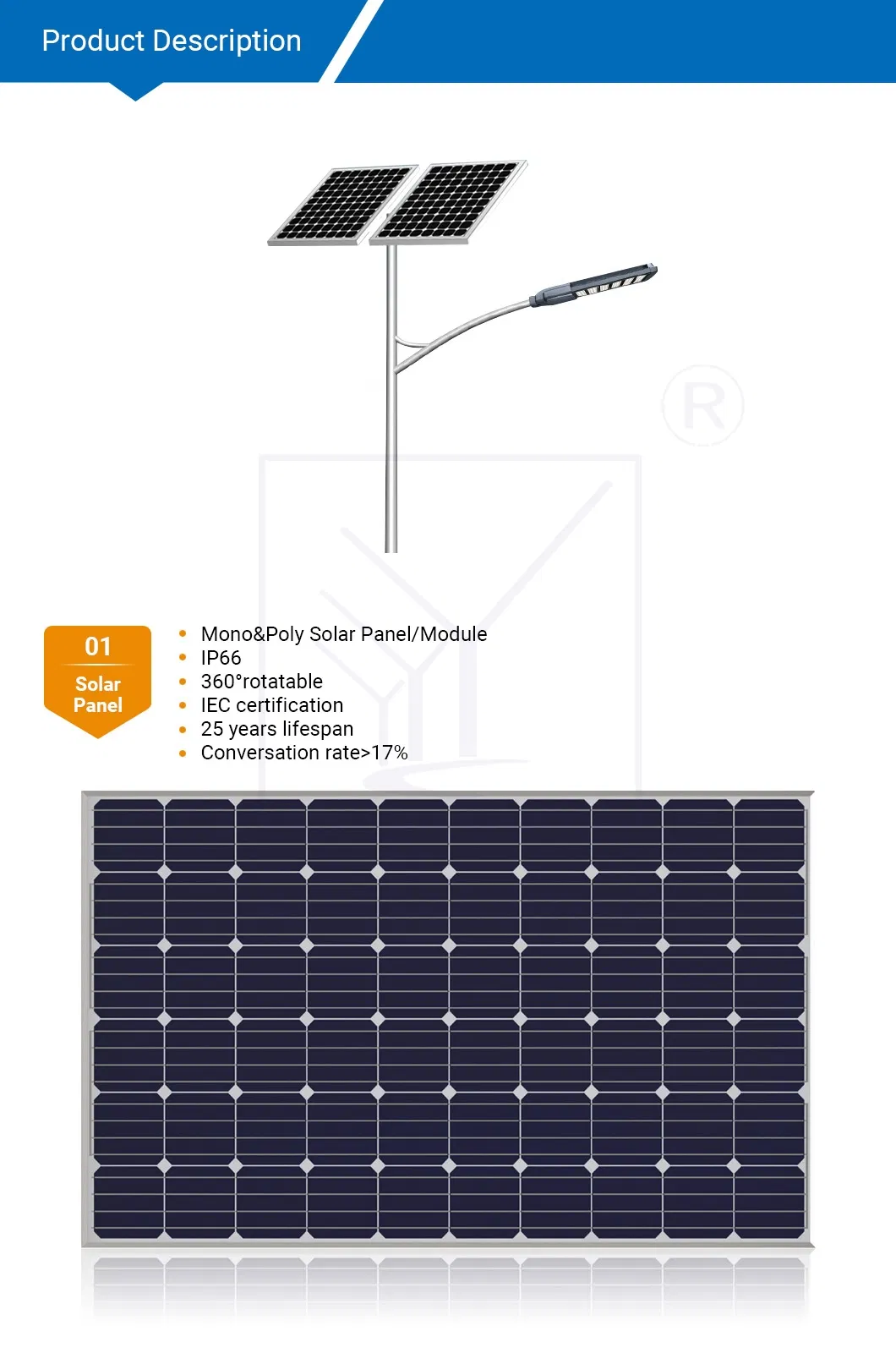 5 Years Warranty IP66 Outdoor Integrated All in One Solar LED Street Garden Light