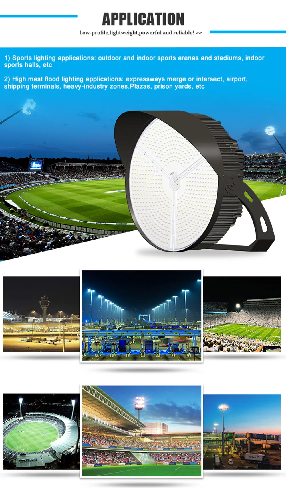 600W High Power LED Floodlights for Sports Fields & Area Lighting