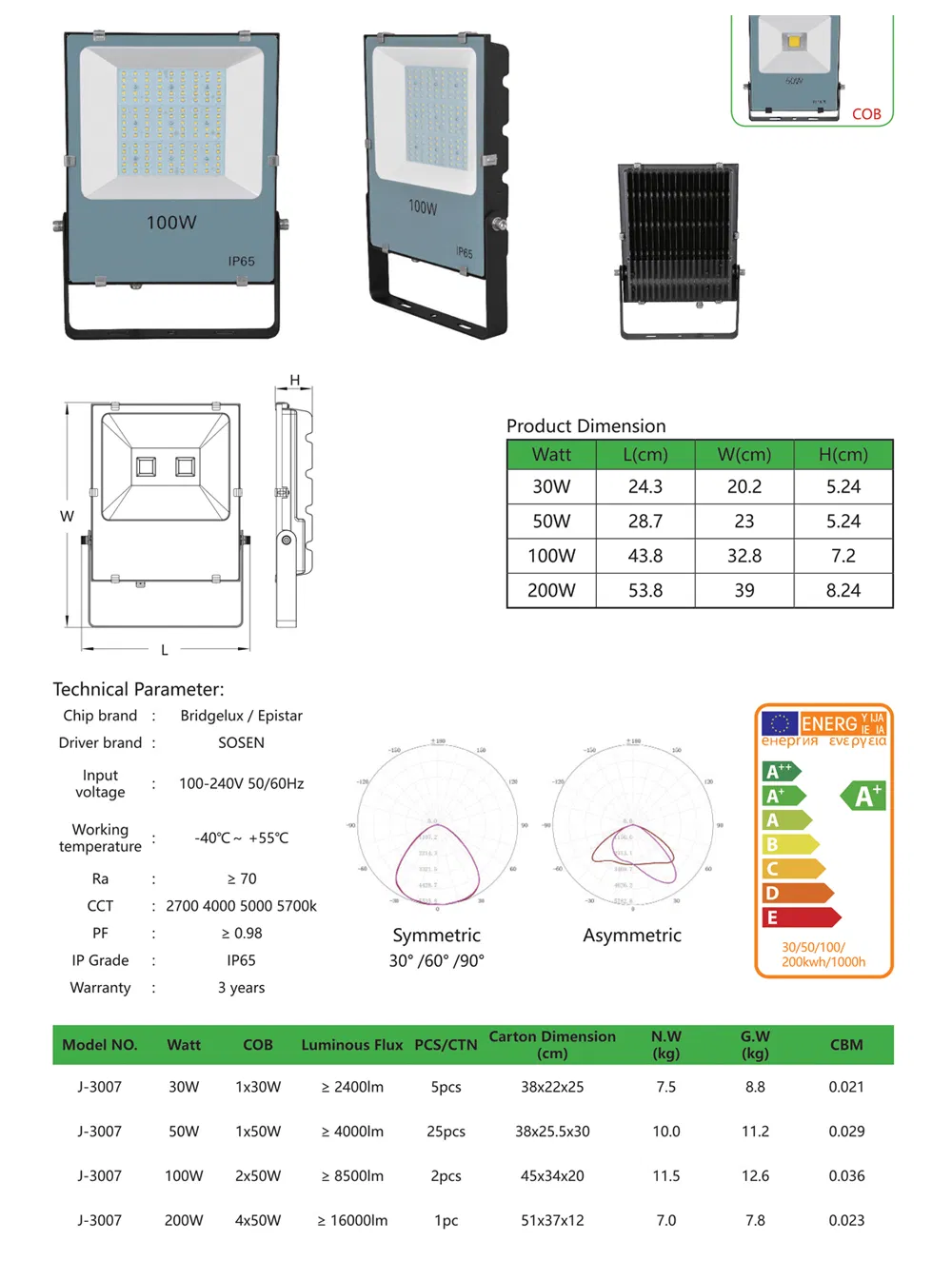 Aluminum Die-Casting Housing LED Flood Light LED Street Lamp for Ball Park Lighting