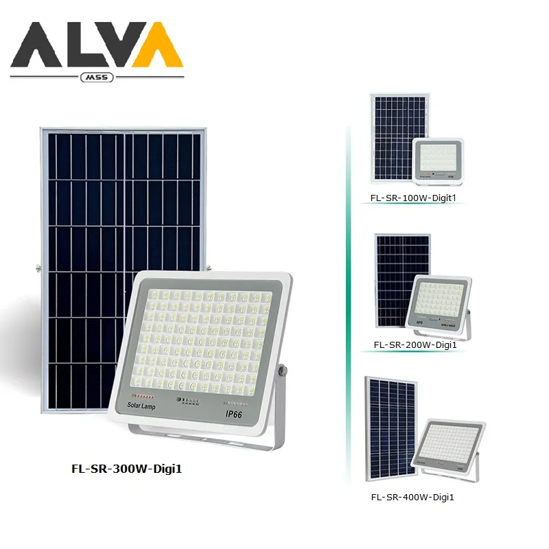 Alva 400W High Power LED Floodlight Solar Energy Saving Outdoor Lamp Remote Control Light with Digital for Projects or Residential Area