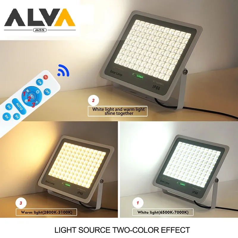 Alva 400W High Power LED Floodlight Solar Energy Saving Outdoor Lamp Remote Control Light with Digital for Projects or Residential Area