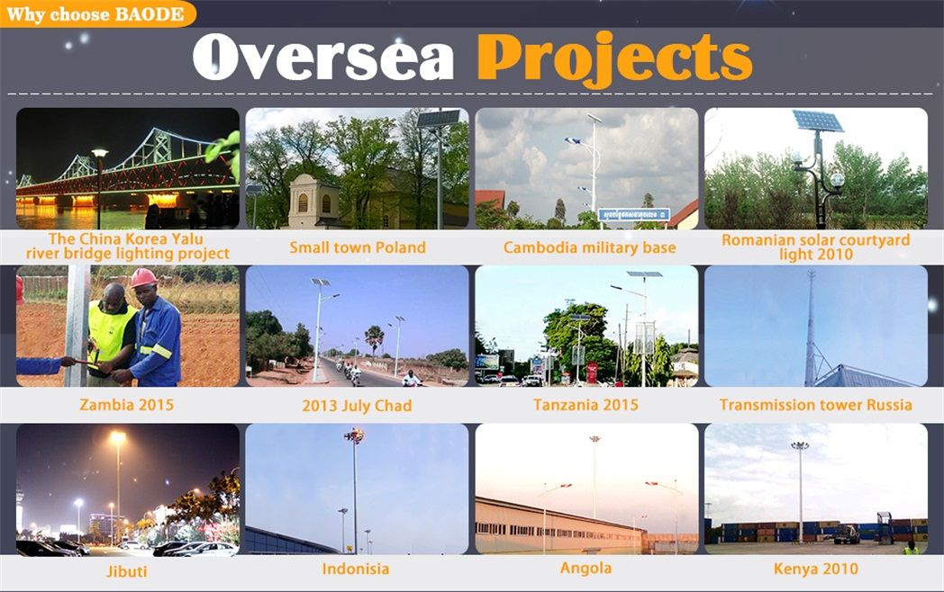 Baode Lights Outdoor Professional Solar LED Street Light 6m 30W Project