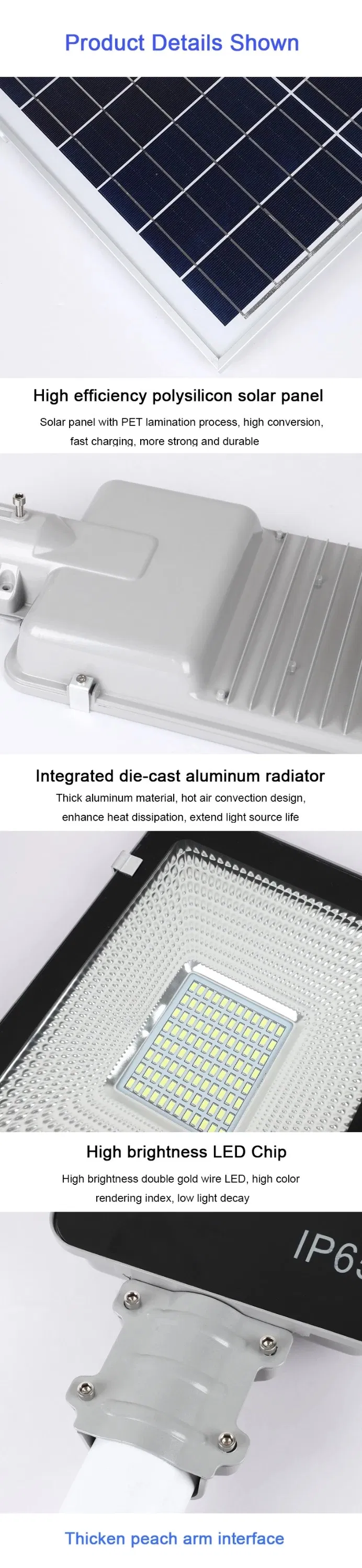 Bestshow Factory Separate Toothbrush Lithium Battery for Integrated All in One Solar Street Light Lamps 50W 100W 200W