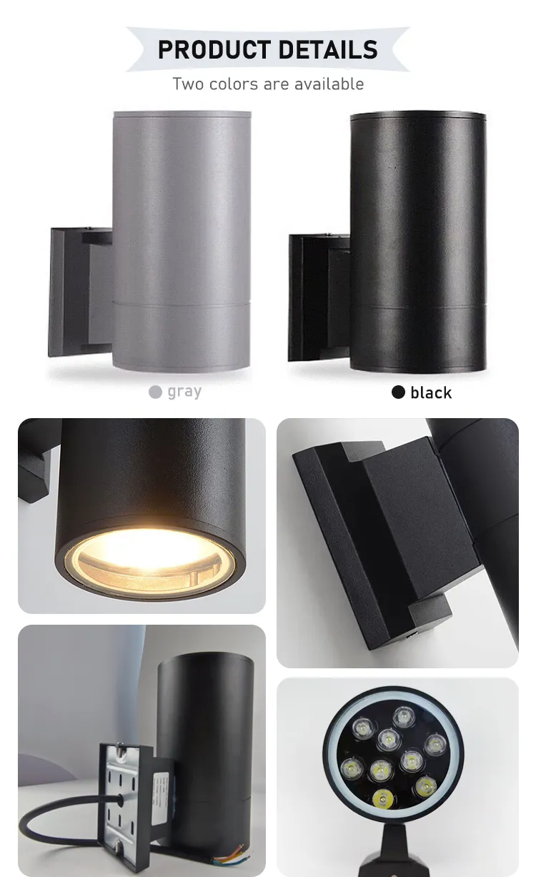 Black Cylinde 6W Modern Sconce Black Light IP65 Waterproof Outdoor Wall Lights for House Wall Lamps