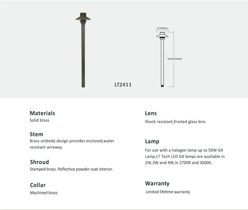 Brass up Light Fixture for Outdoor Lighting/ Light Bulb G4 (Sold Seperately)