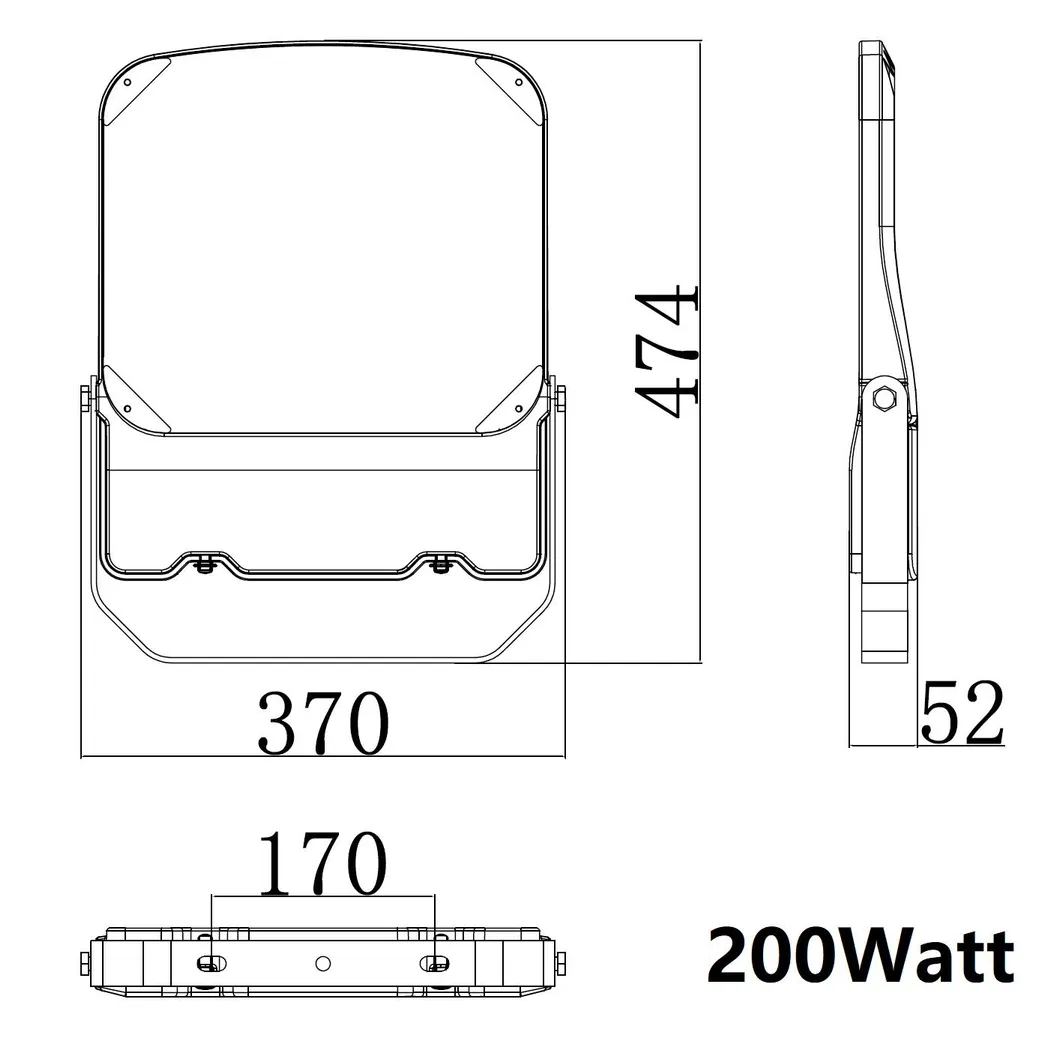 China IP66 LED Floodlight 100W 150W 200W with Different Beam Angle 15, 20, 30, 60, 90, 120 Degree and Meanwell Driver Philipsdriver TUV Brand Driver 85-265VAC