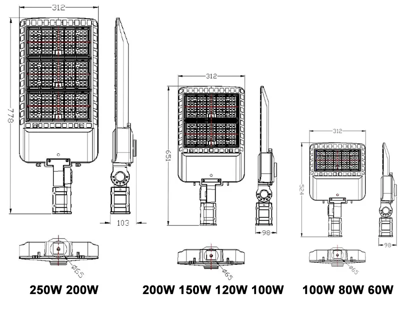 Chz Hot Sales 60W to 250W White Color Module LED Street Light with Bracket
