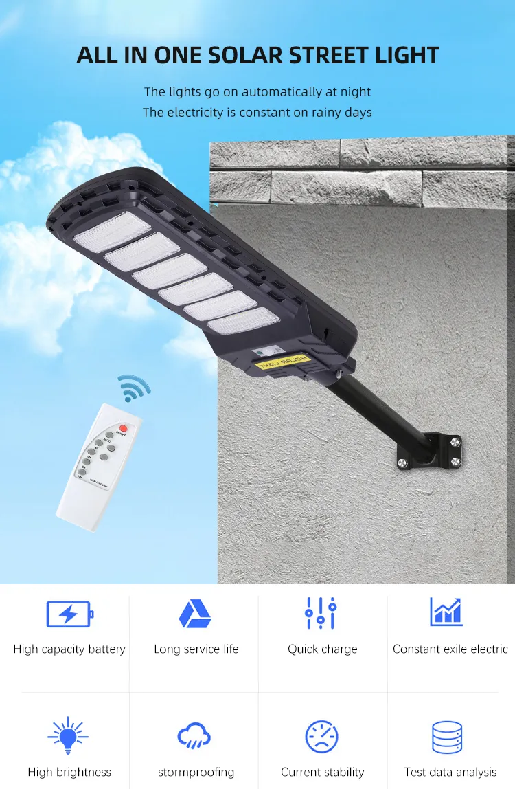 Energy Saving IP65 Waterproof Slim Integrated All in One Solar Streetlight Outdoor 300W Solar LED Street Light