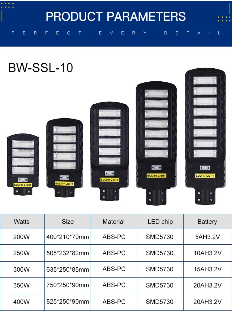 Energy Saving IP65 Waterproof Slim Integrated All in One Solar Streetlight Outdoor 400W Solar LED Street Light