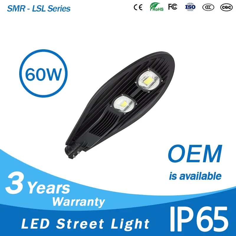 Factory Outdoor Road Lamp 60 Watt 150lm/W COB Dimmable LED Street Light