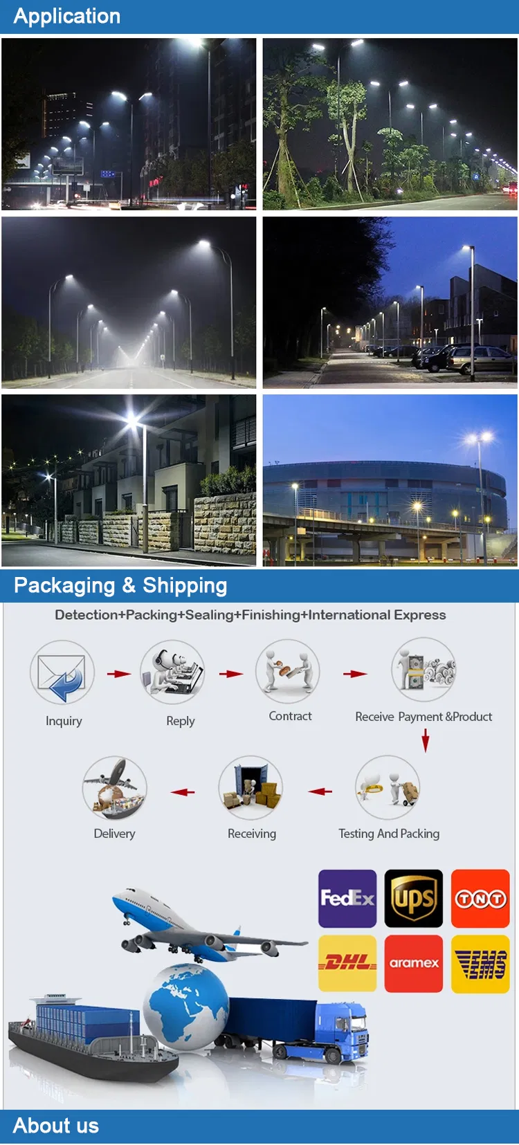 Factory Price IP65 Waterproof High Lumen 50W 100W 120W 150W LED Outdoor Road Lighting