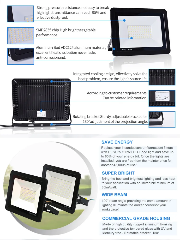 Factory Price Outdoor Flood Lights LED Slim Flood Light 100 Watts