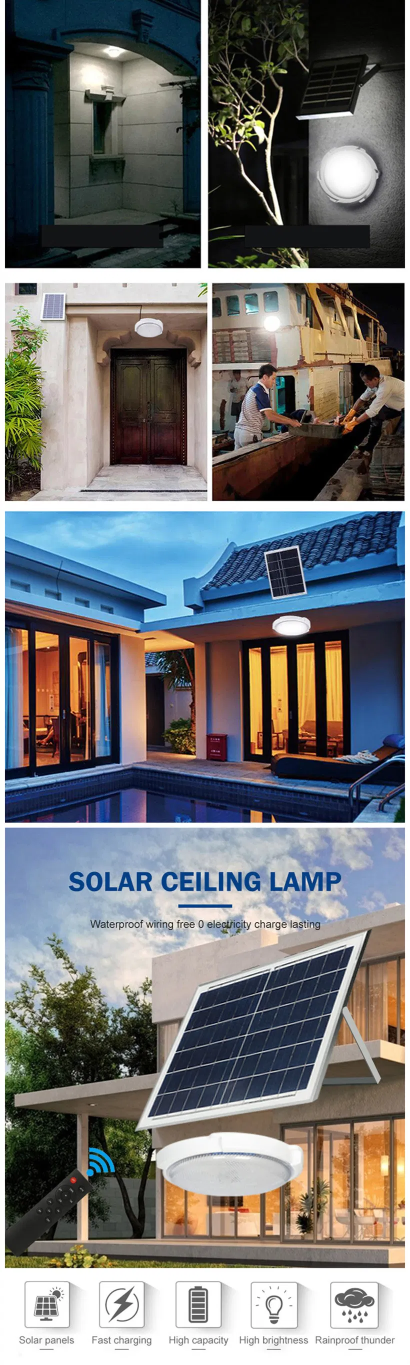 Fadi Solar Wholesale High Quality 60W 100W 150W 200W Solar Ceiling Light CE