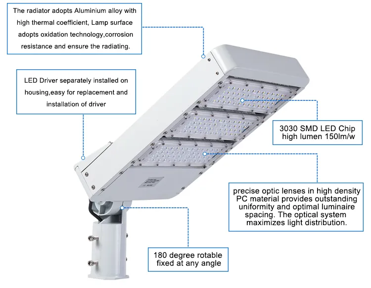 High Brightness Aluminum 150W LED Street Light Outdoor Waterproof IP65