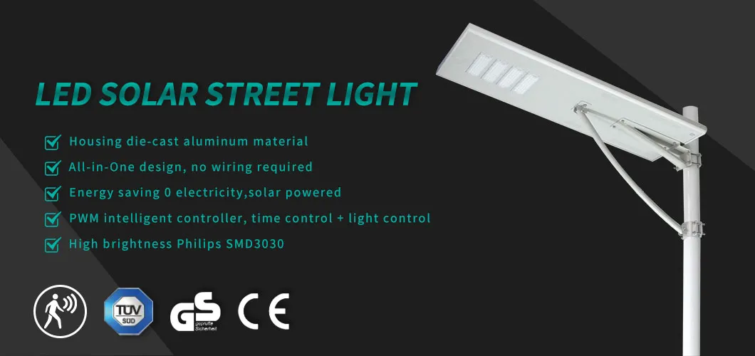 High Quality 5 Years Warranty 30W-150W Outdoor LED Solar Street Light, Custom Dialux Design
