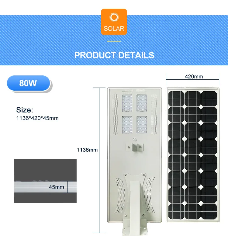 ISO9001 Manufacturer for 80W 100W 120W IP65 All in One Solar Powered LED Street Lights
