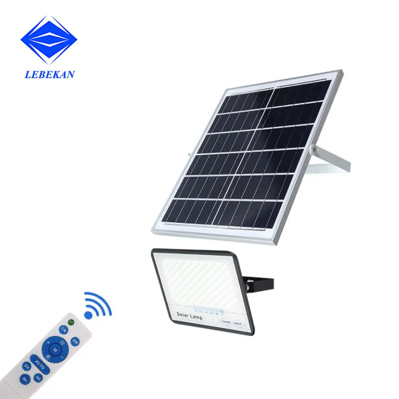 Lebekan High Lumen Latest Landscape Projector Lamp IP65 Waterproof 50W 100W 200W 300W with Solar Panel and Battery