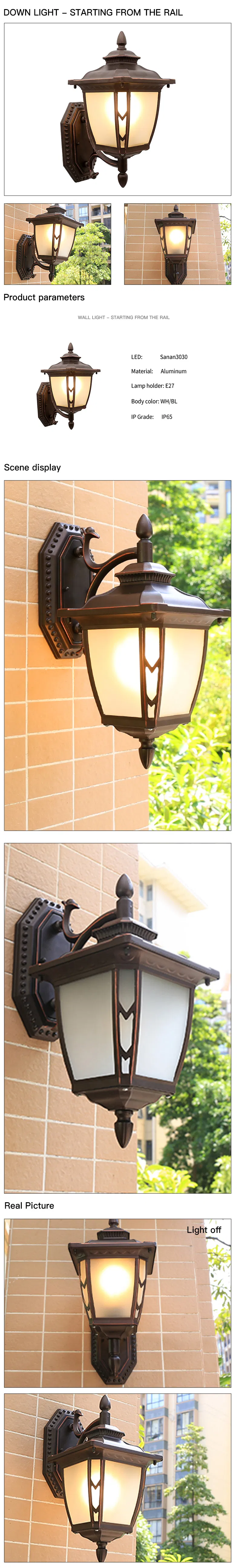 LED Garden Wall Lamp in Europe Design Aluminum Body Use E27 Bulb Outdoor Park Lighting