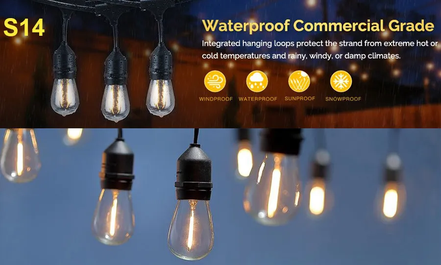 LED Outdoor String Light with S14 LED Bulbs High Quality