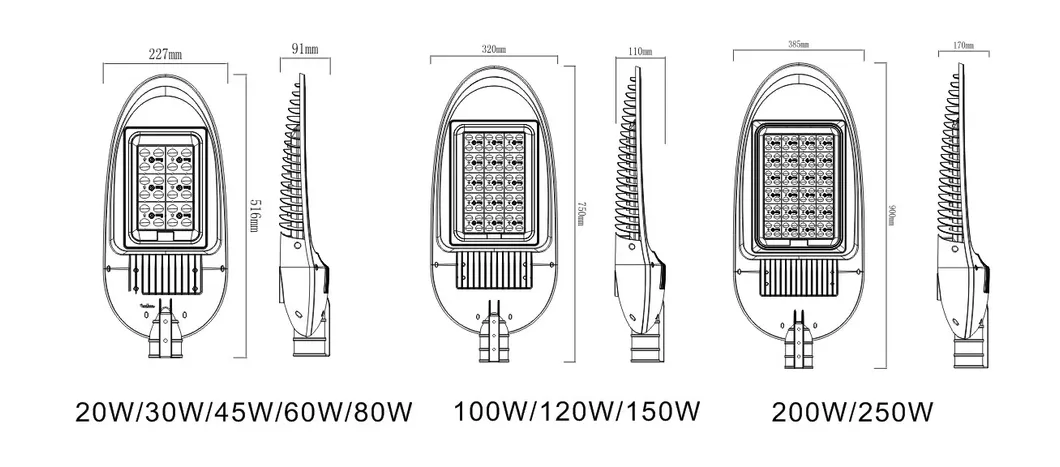 LED Street Light 250W Super Brightness Moso Driver Beammax Manufacturer Factory Price