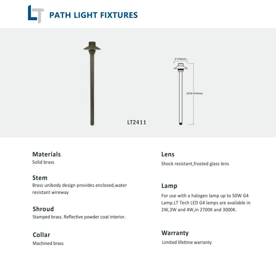 Lt2411 Low Voltage Die-Cast Brass Construction Antique Bronze LED Small Hat Path Lights for Outdoor Yard Garden Lighting