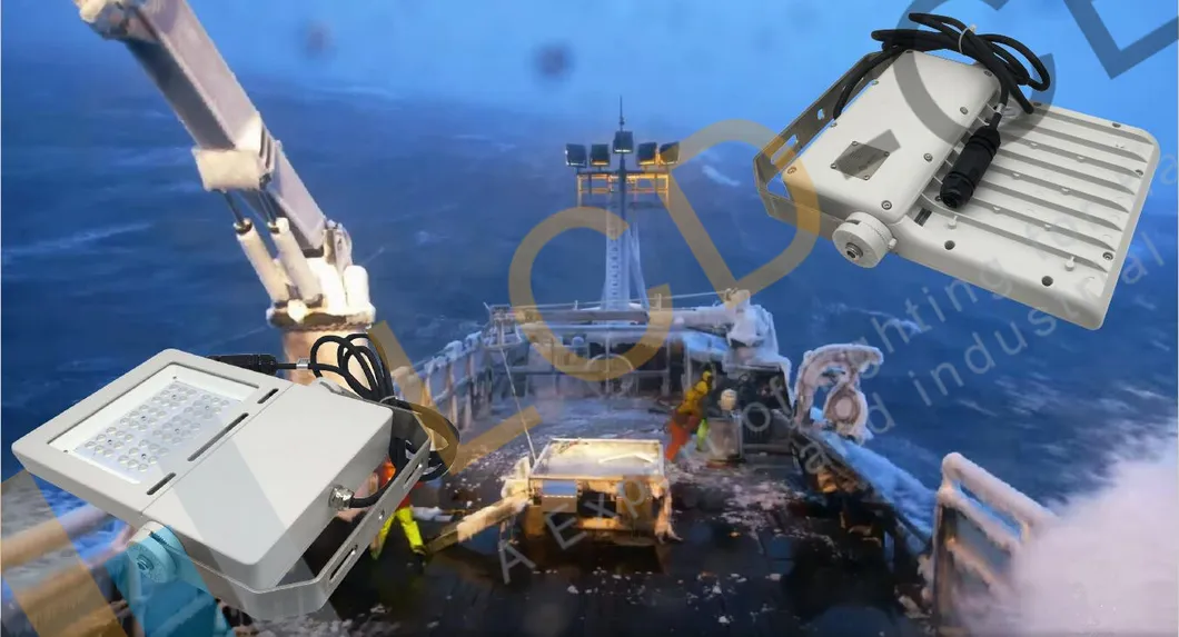 Marine LED Flood Light for Fishing Boat Exterior LED Deck Light IP66 140lm/W Efficiency 3000K 4000K 6500K Power 80W 12V 24V 32V CE RoHS Approved 5 Years