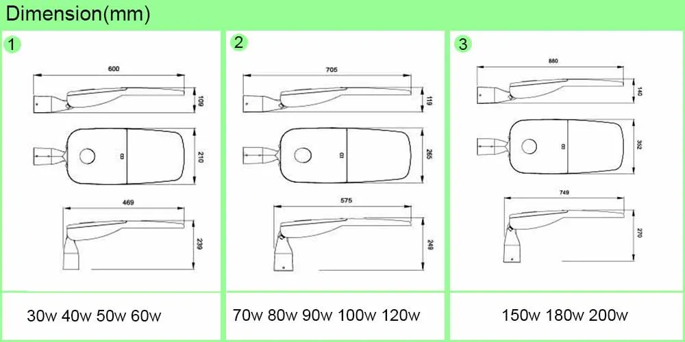 New Design Lumiledsl 5050SMD 150lm/W Outdoor IP66 Ik10 Cobra Head LED Street Light 100W