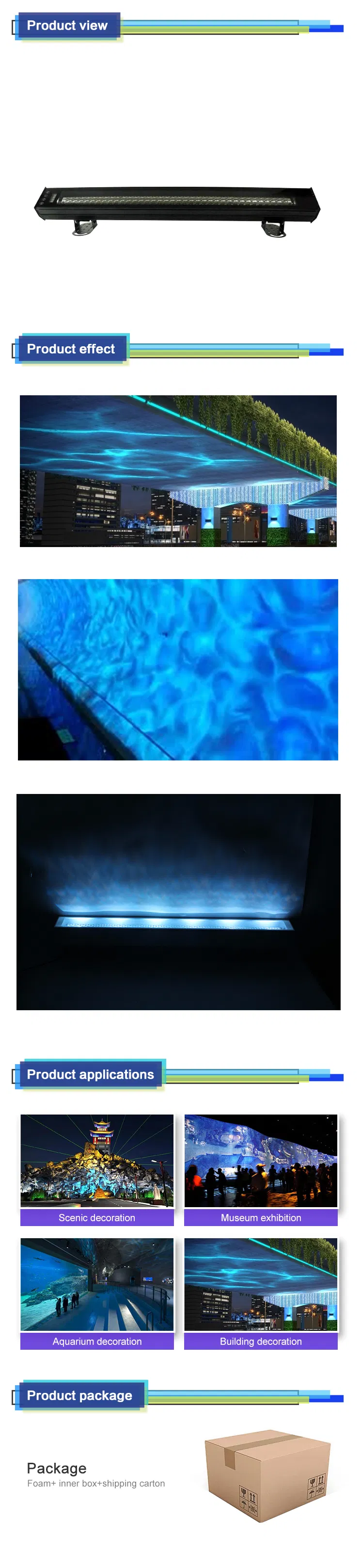 Newest DMX512 RGBW 18PCS Imported LED Modules Outdoor Strip Water Effect Light for Bridge Design