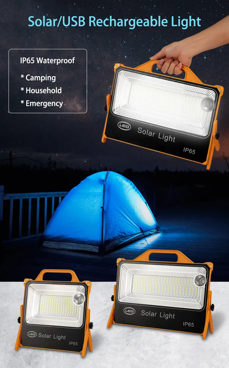 Outdoor Portable 100W Flood Solar Lights Low Factory Price IP65 Waterproof LED Lighting and Circuitry Design Garden Light