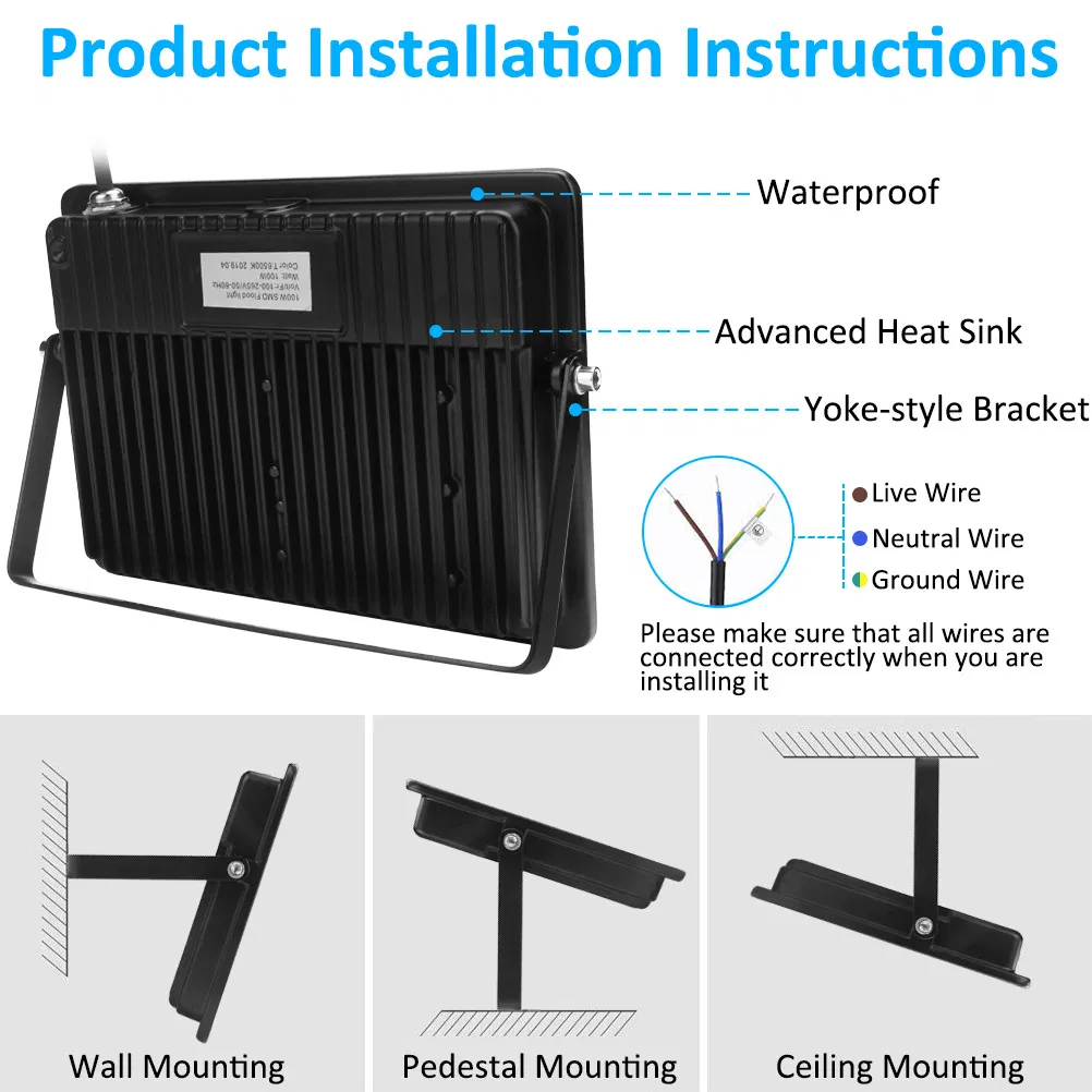 Outdoor Waterproof 100W 150W 200W COB LED Flood Light