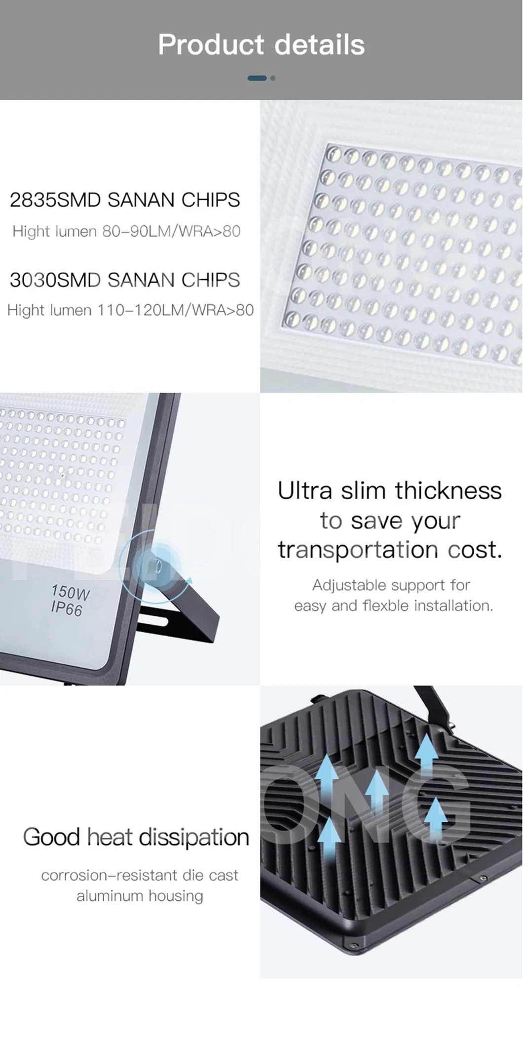 Over PF 0.95 Super Electricity Save Products Ce Withstand Voltage Standard LED Flood Lamp