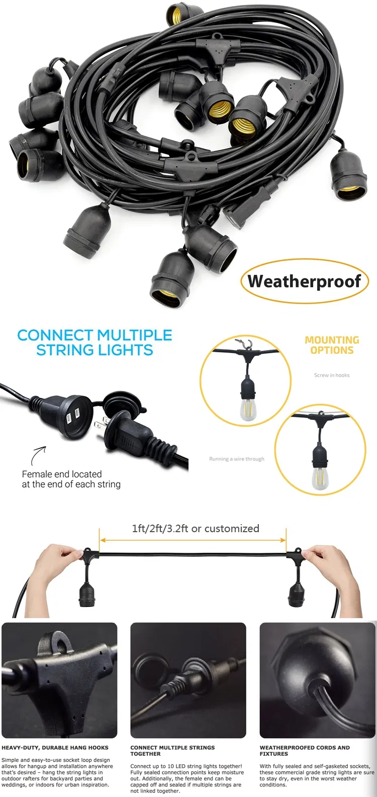 Pendant Light with E26 E27 Socket Lamp Holder with Wire