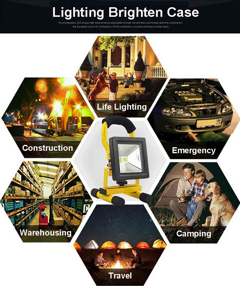 Professional Factory 50W 10W 20W 30W Rechargeable LED Flood Light 50wcharge Lighting LED Lamp