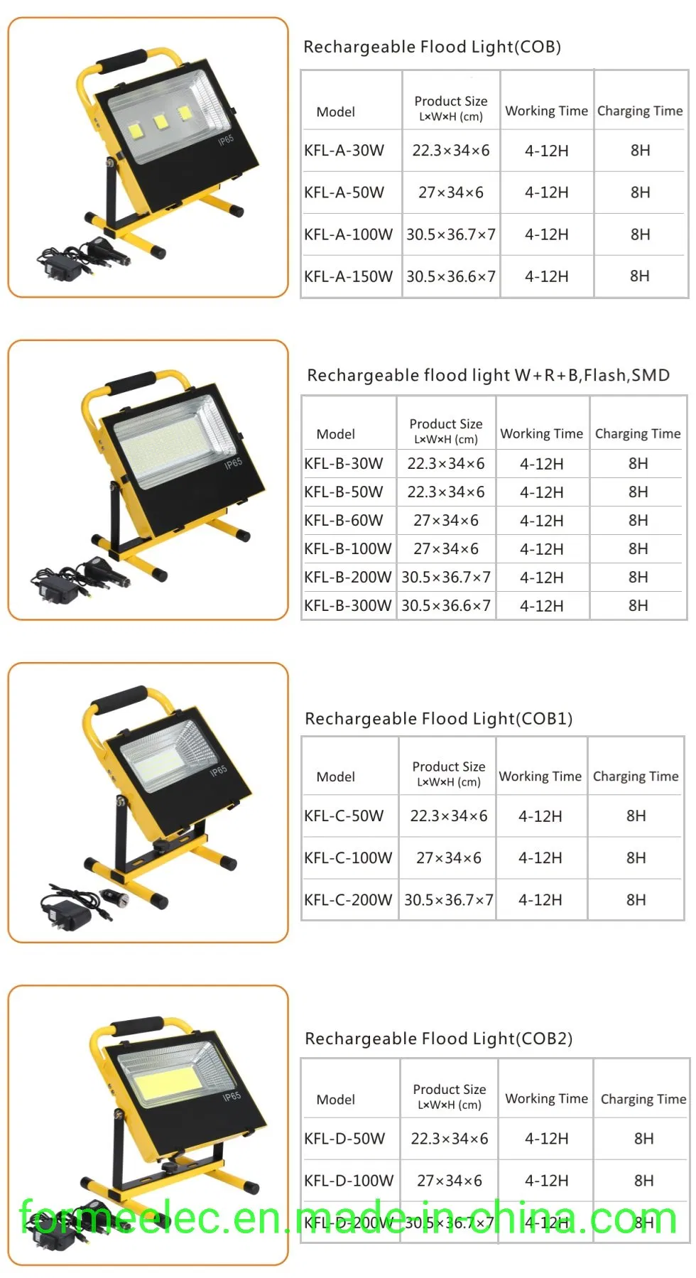 Projecting Light Spotlight 50W LED Flood Light Rechargeable Floodlight