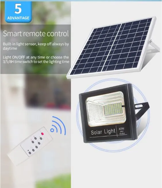 Solar LED Flood Light 100W High Power IP66 Waterproof Portable Outdoor + Remote