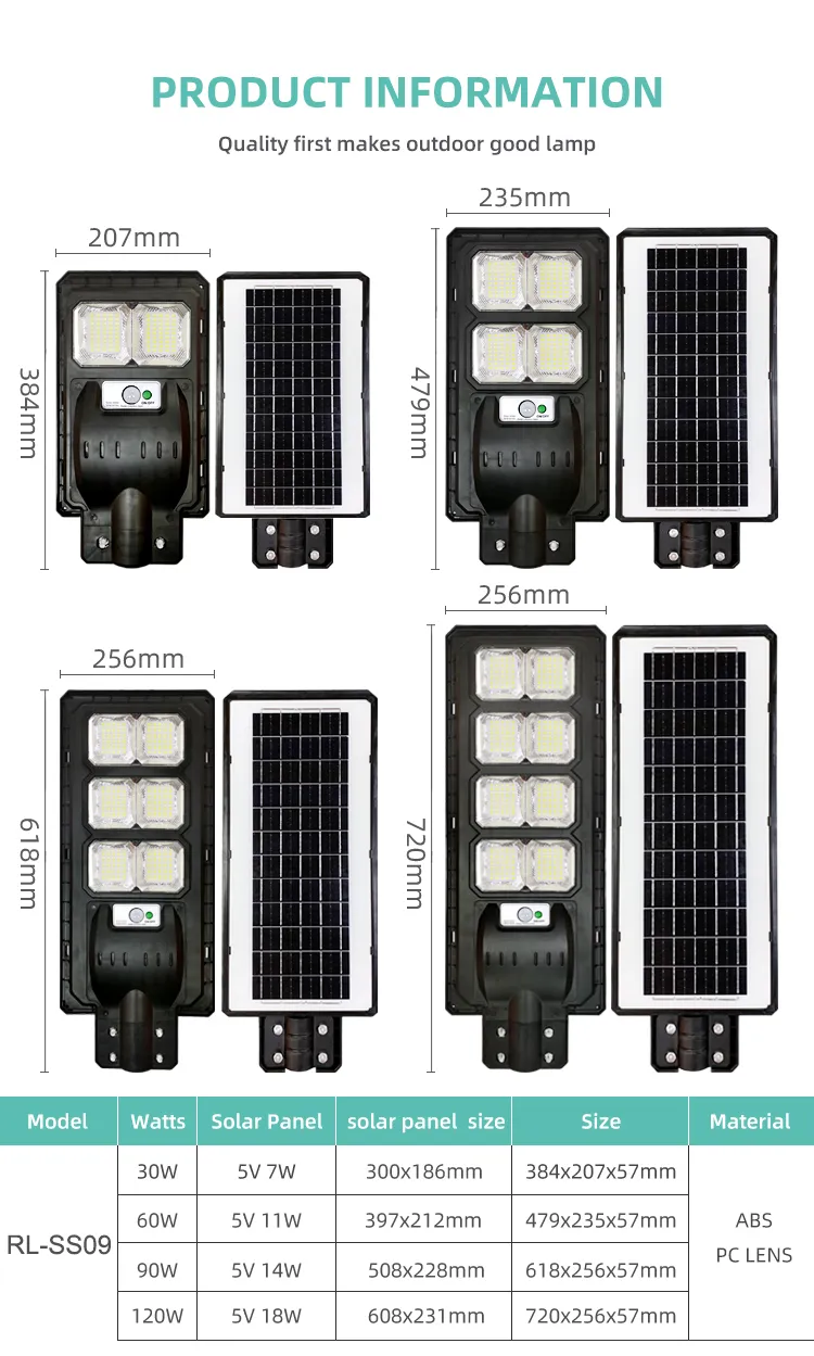 Solar Street Light Remote Control LED Solar 30W Road Lamp