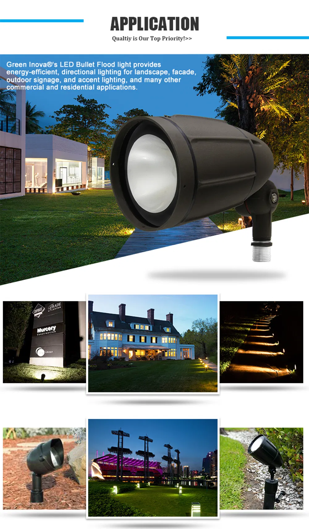 UL Ce LED Flood Light Bullet Landscape Light Lawn Light