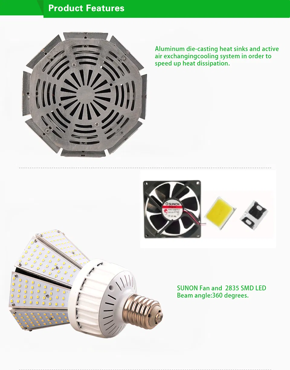 UL TUV 360 Degree 150lm/W E39 80W High Quality LED Post Top