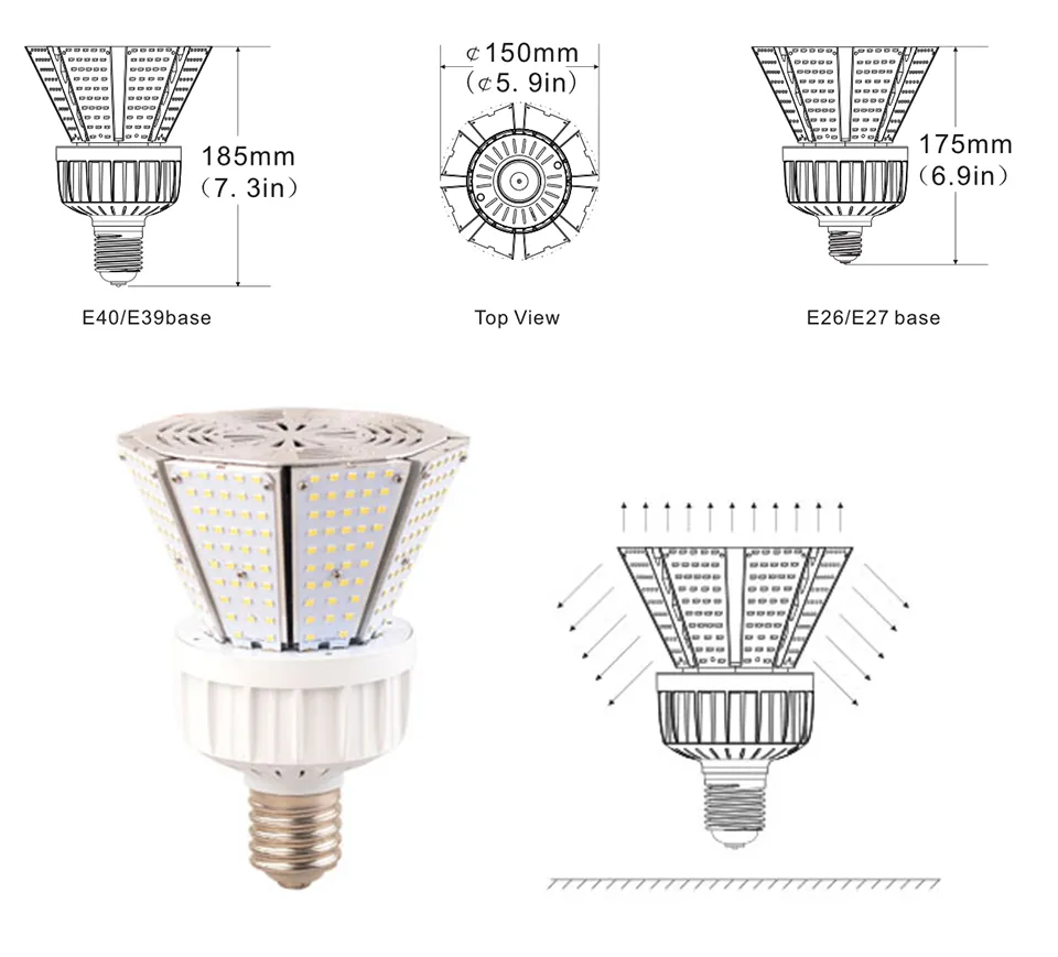 UL TUV 360 Degree 150lm/W E39 80W High Quality LED Post Top