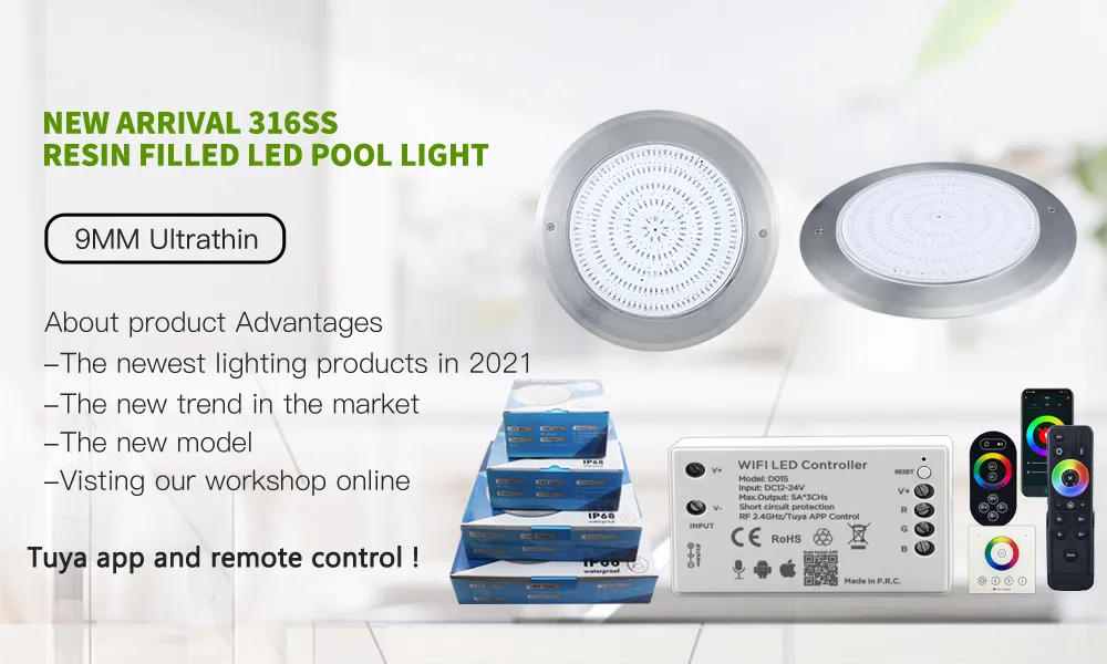 Ultra Thin 8mm Thickness 18W 24W 35W RGB WiFi Control Underwater Light LED Swimming Pool Light