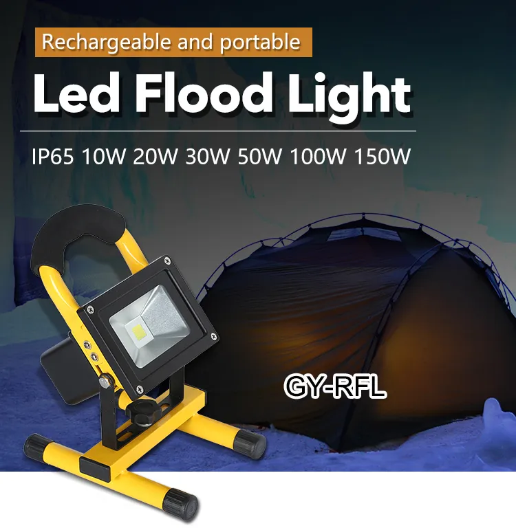 Waterproof COB IP65 Super Bright Portable 20watt 30watt Rechargeable LED Flood Lamp