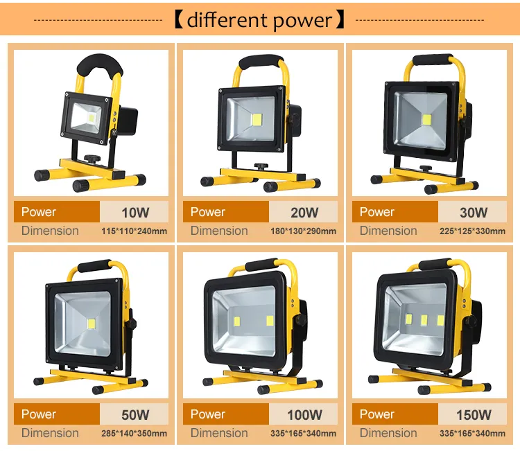 Waterproof COB IP65 Super Bright Portable 20watt 30watt Rechargeable LED Flood Lamp